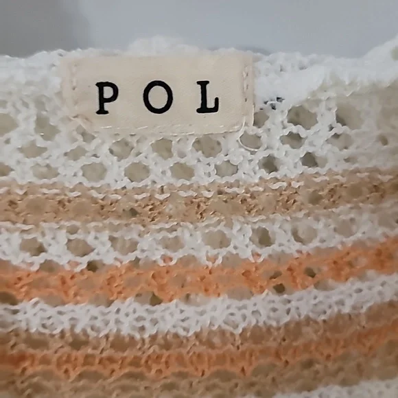 POL Women's Cream and Brown Open-Knit Cardigan - Picture 4 of 7